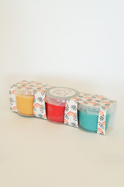 SET of 3//Yellow, red, light blue