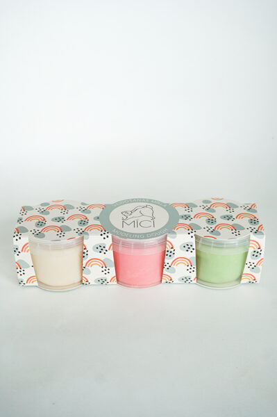 SET of 3 - white, pink and light green
